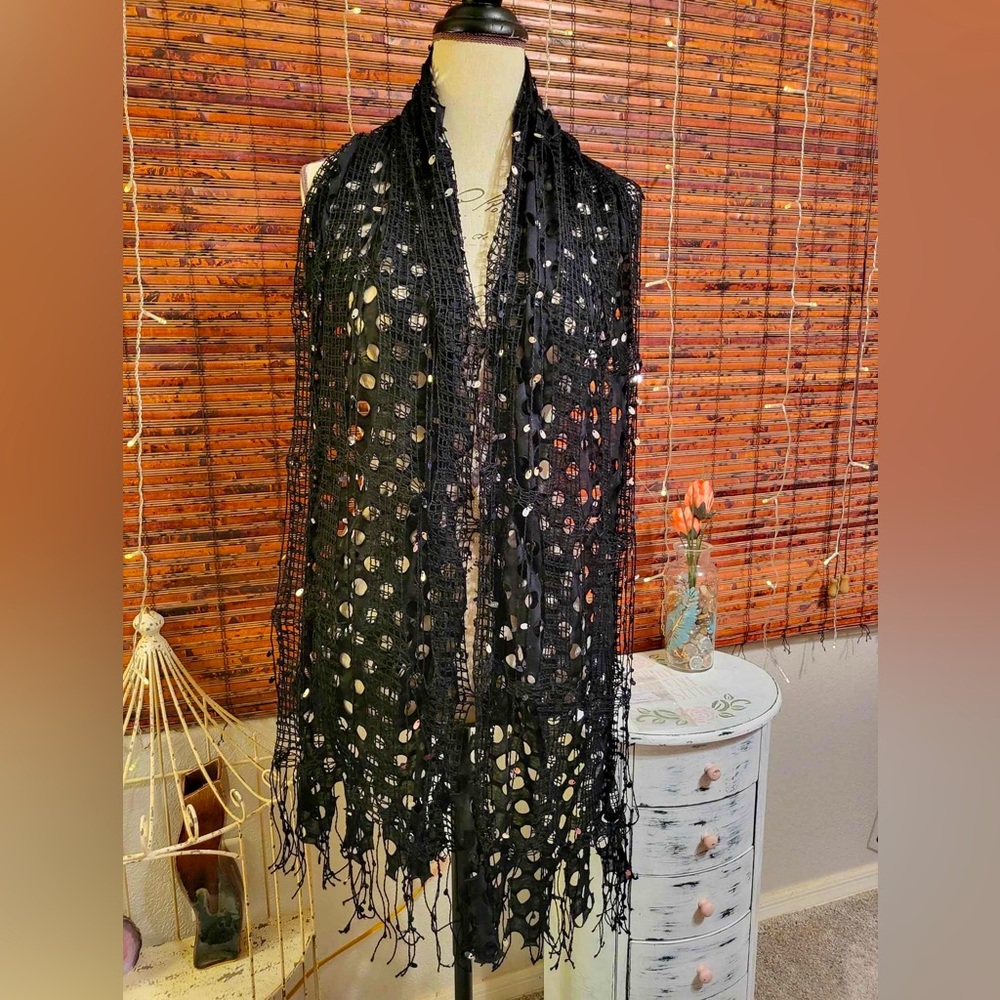 Sequin g brand scarf distressed style.